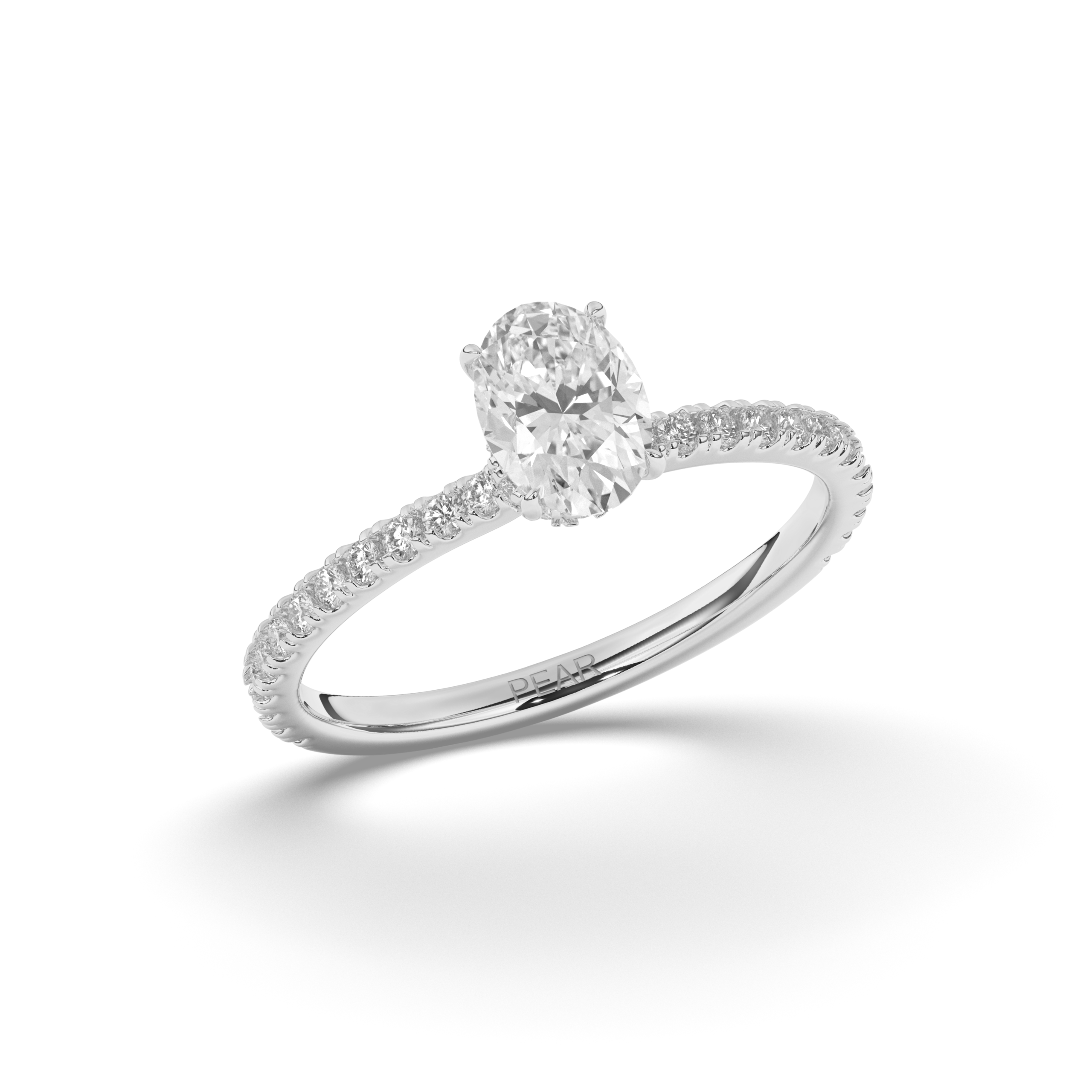 Lab-Grown Diamonds Solitaire Oval Side Stone Ring - Pear Jewels